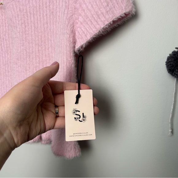 Sincerely Jules Fluffy Baby Pink Short Sleeve Cardigan - Picture 4 of 9